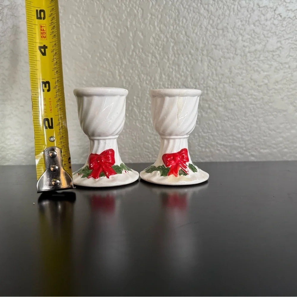 Napcoware Candle Holders with Red Bows